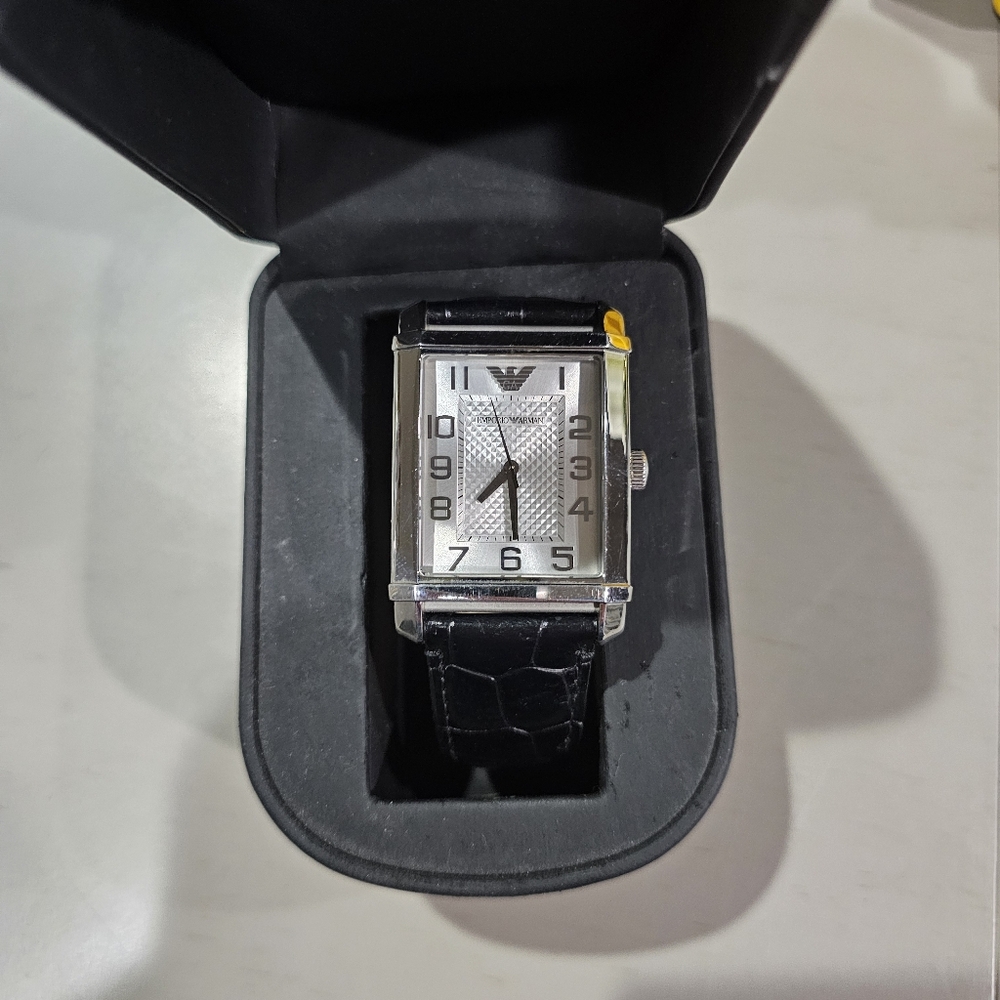 Emporio Armani Black Leather Watch